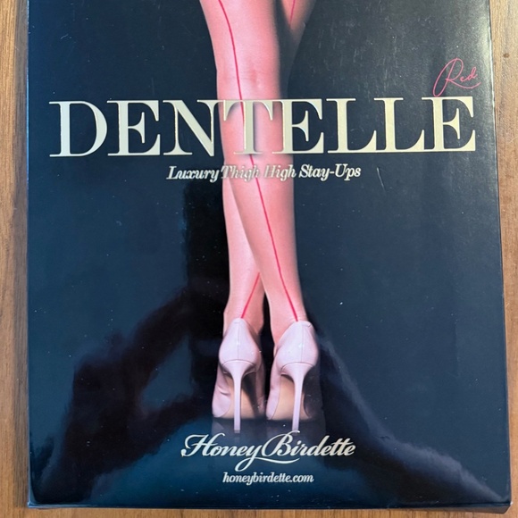 Honey Birdette Dentelle Red Stay Up Stockings - Picture 2 of 5